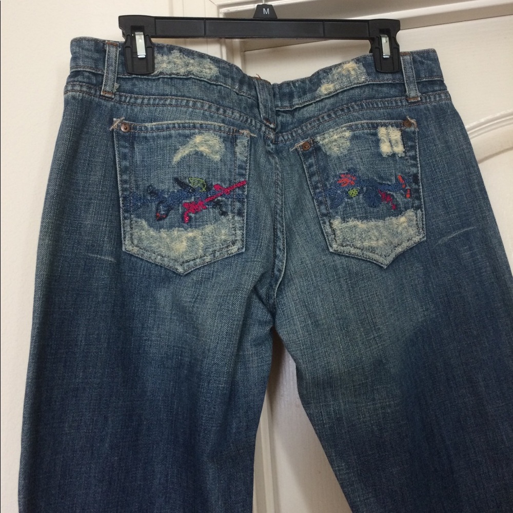 Joe's Jeans Blue Flared Wide Leg Jeans with Embroidered Back Pockets
